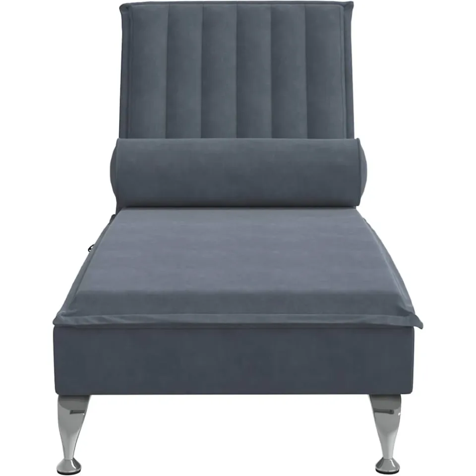 vidaXL Massage chaise longue met bolster fluweel donkergrijs grijs, foto 4