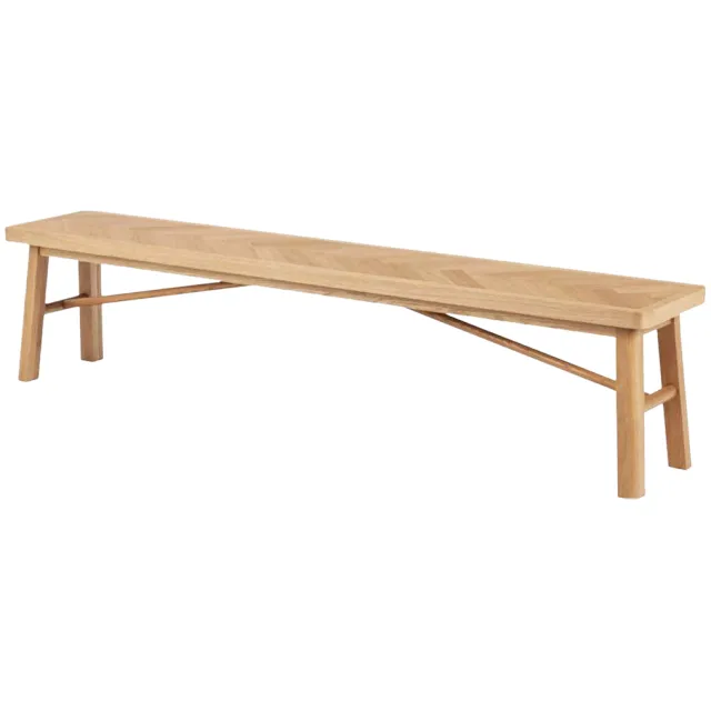 Lisomme Gwen houten eetkamerbank naturel visgraat - 200 cm Bruin