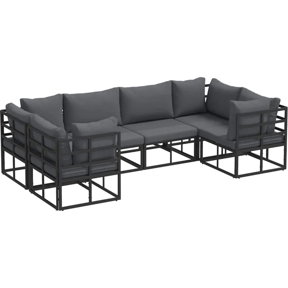 vidaXL Tuinbankenset 6 st Zwart Aluminium