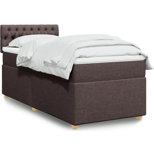 vidaXL Boxspring met matras stof donkerbruin 90x190 cm bruin