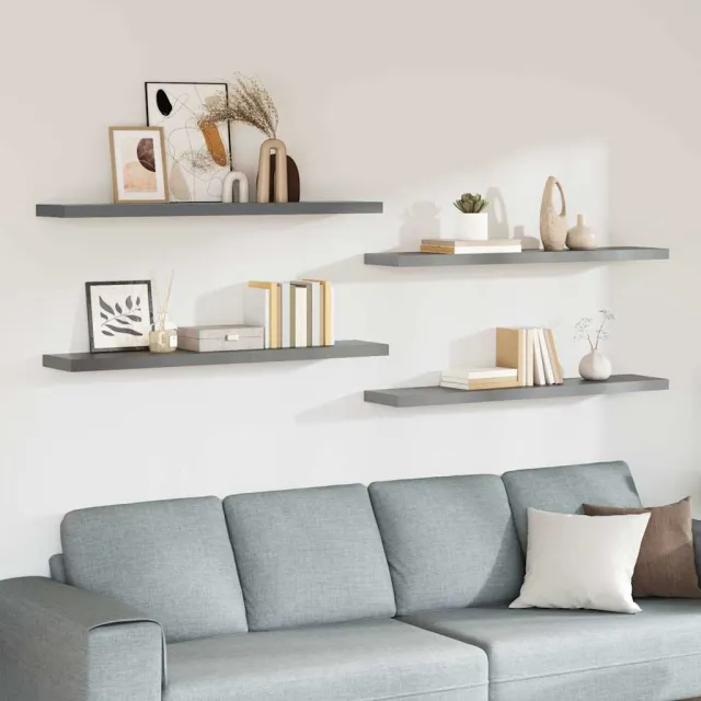 vidaXL Wandschappen zwevend 4 st 120x23,5x3,8 cm MDF grijs