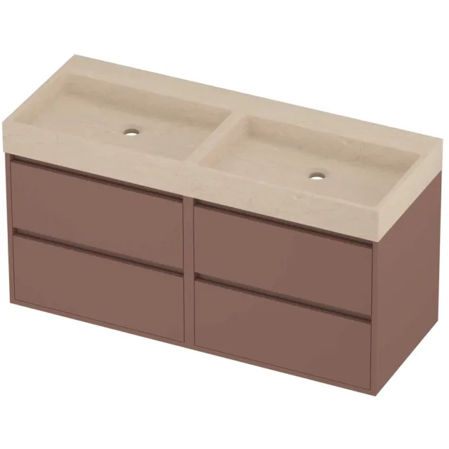 Proline Evoli Badmeubelset Hardsteen Loft 4 Laden 120x46x62 cm Sand Stone Beauty Blush Rosé Goud