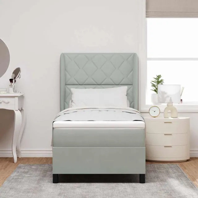 vidaXL Boxspringbed met hoofdeinde Lichtgrijs 200 x 90 cm Fluweel