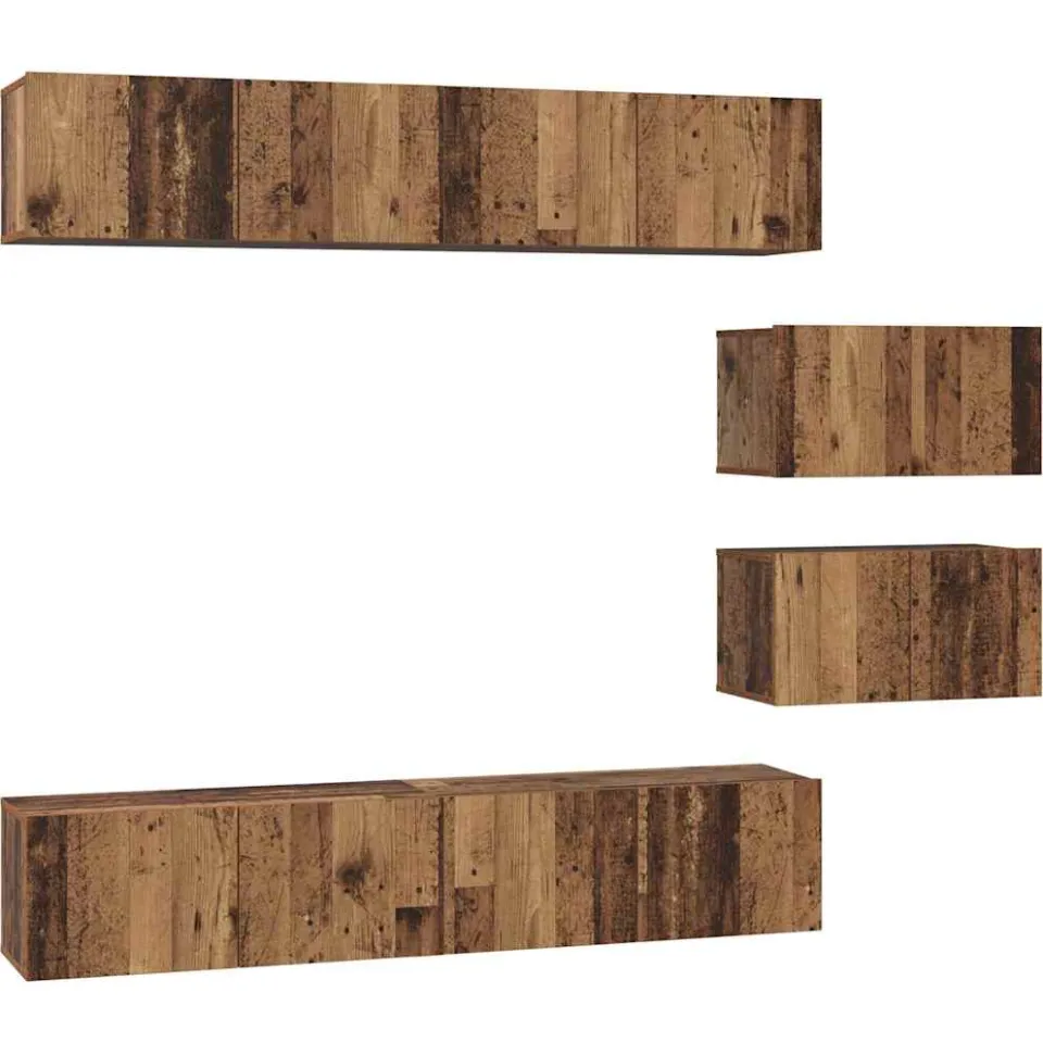 vidaXL Tv-meubelset 6 st 80 x 30 x 30 cm Oud Hout bruin, foto 3