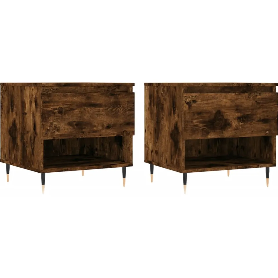 vidaXL Salontafels 2 st 50x46x50 cm bewerkt hout gerookt eikenkleurig, foto 3