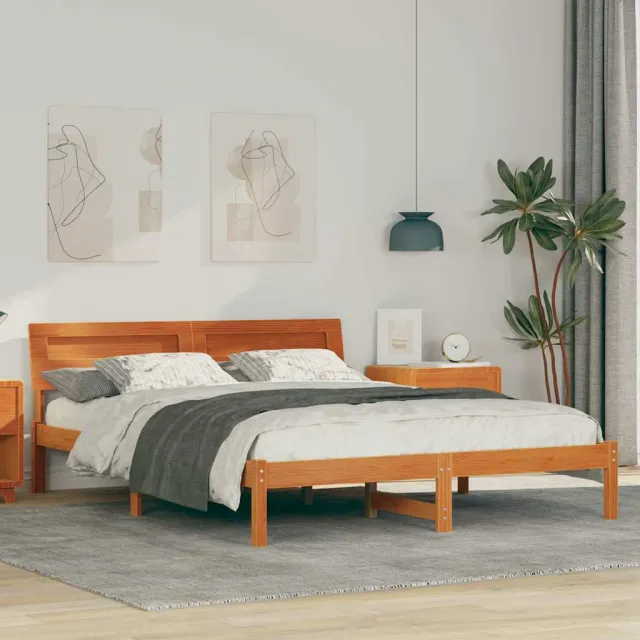 vidaXL Bedframe Wasbruin 150 x 200 cm Massief grenenhout