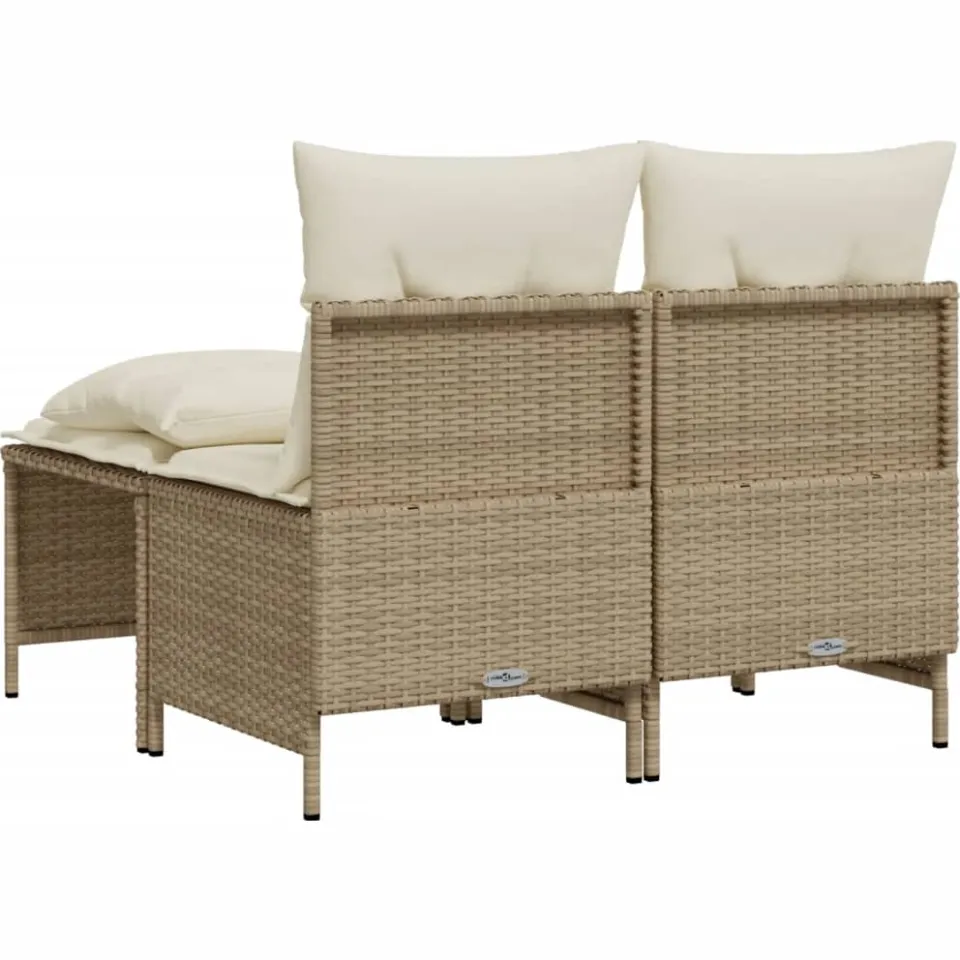 vidaXL 4-delige Loungeset met kussens poly rattan beige, foto 4