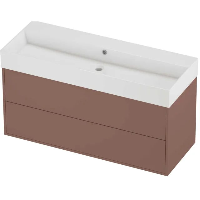 Proline Zara Badmeubelset Porselein Loft 2 Laden 120x46x65 cm Glans Wit Beauty Blush Rosé Goud