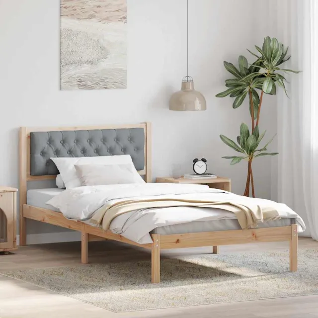 vidaXL Bedframe Lichtgrijs 100 x 200 cm Massief grenenhout Bruin