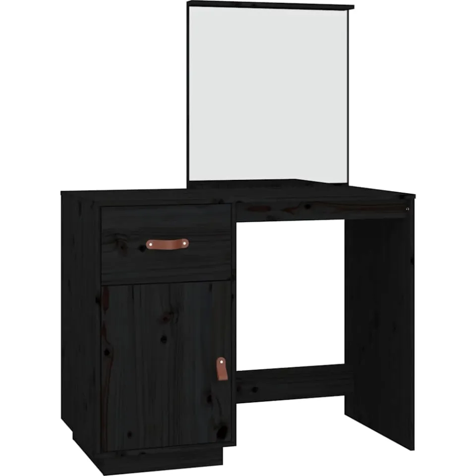 vidaXL Kaptafel 95x50x134 cm massief grenenhout zwart