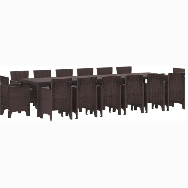 vidaXL Tuin Eetset 15 st Bruin Polt riet, foto 2