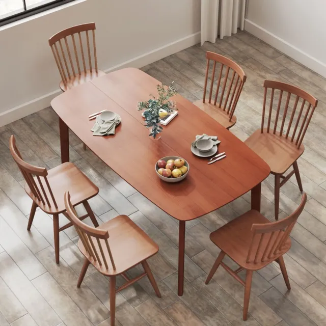 HAUSS SPOLE Eettafel - Landelijk Ontwerp Met Gelakt Houten Blad - Voor Gezamenlijke Maaltijden Met Zes Personen - 150 X 80 X 76 Cm - Bruin