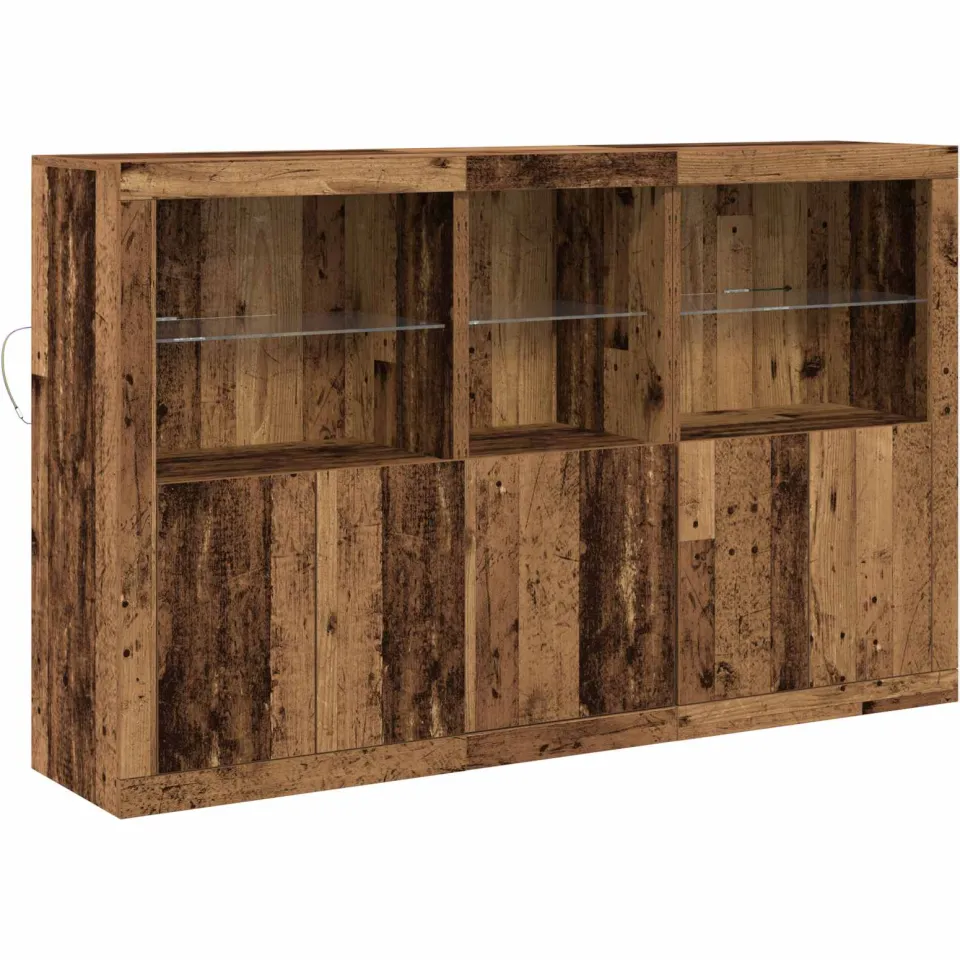 vidaXL LED Sideboard Oudhout 162 x 37 x 100 cm Bewerkt hout Bruin