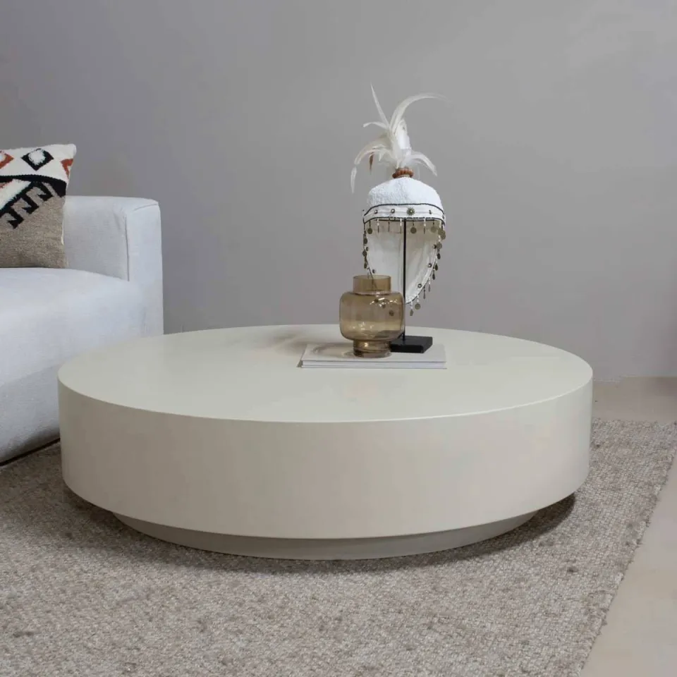 Giga Meubel Salontafel Bergby Rond - Beige - 120x120x30cm, foto 2