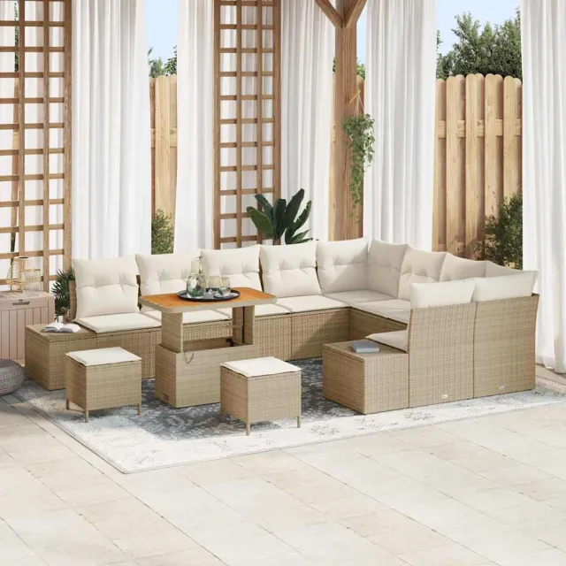 vidaXL Tuinbankenset 12 st Beige poly rattan, foto 2