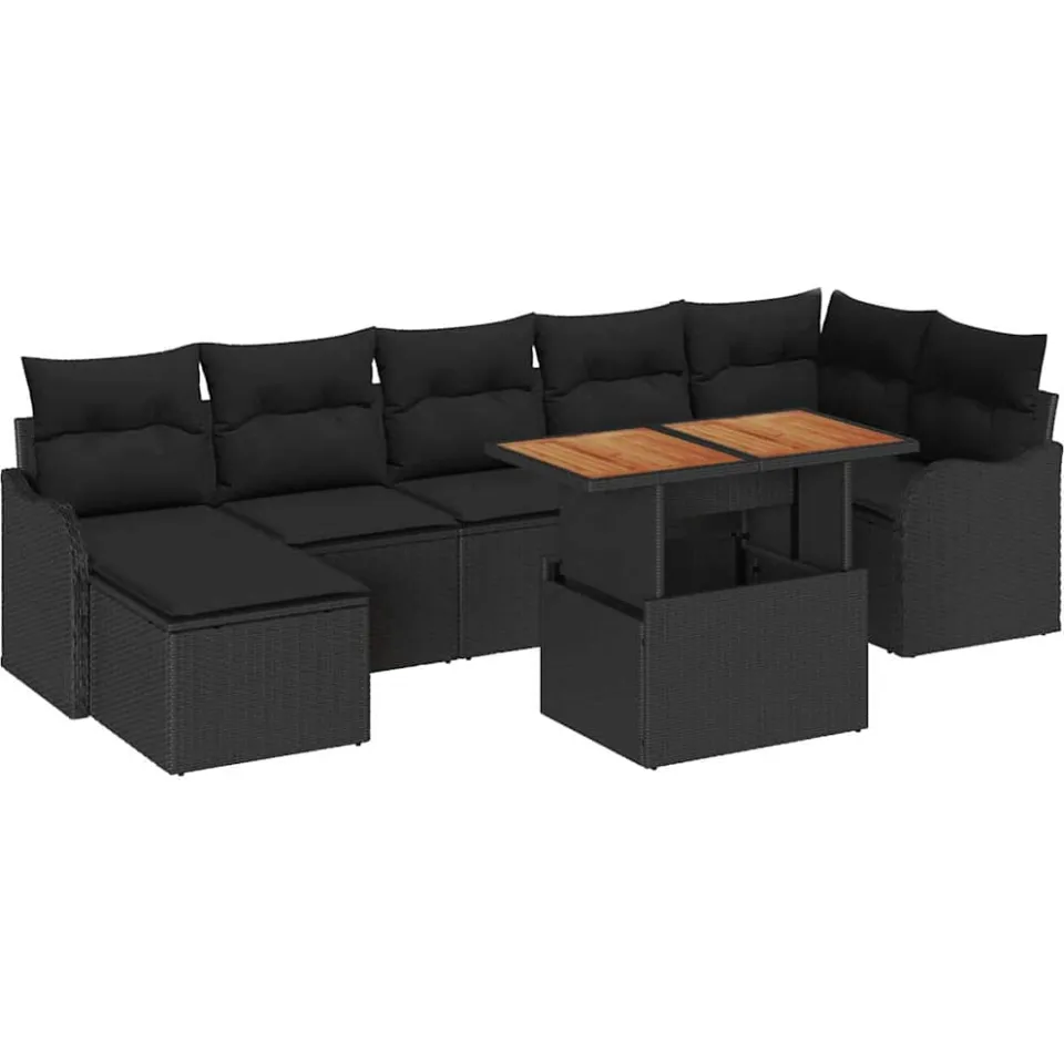 vidaXL Tuin Sofa Set 8 st Zwart