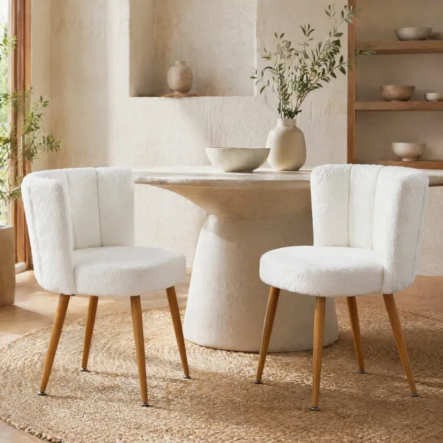 CHICFURN Kuipstoel - Ergonomische zitting - Metalen poten - Wit