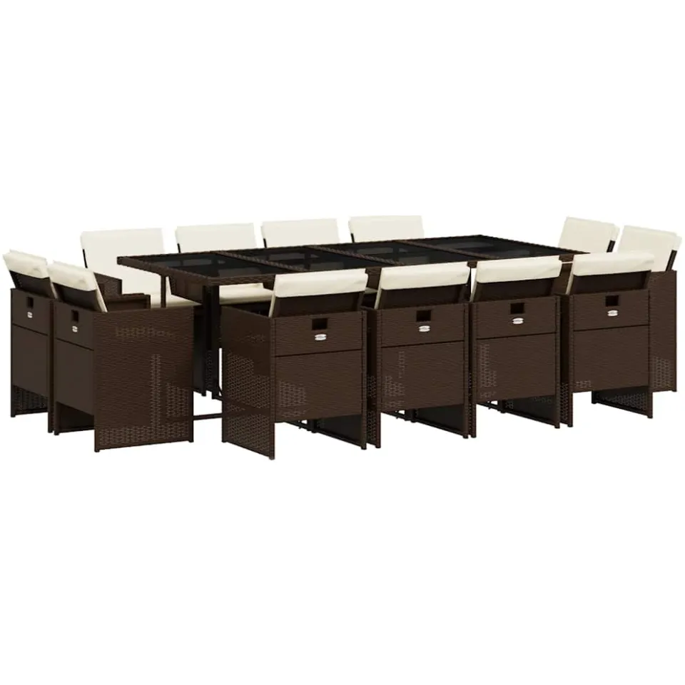 vidaXL 13-delige Tuinset met kussens poly rattan bruin, foto 3