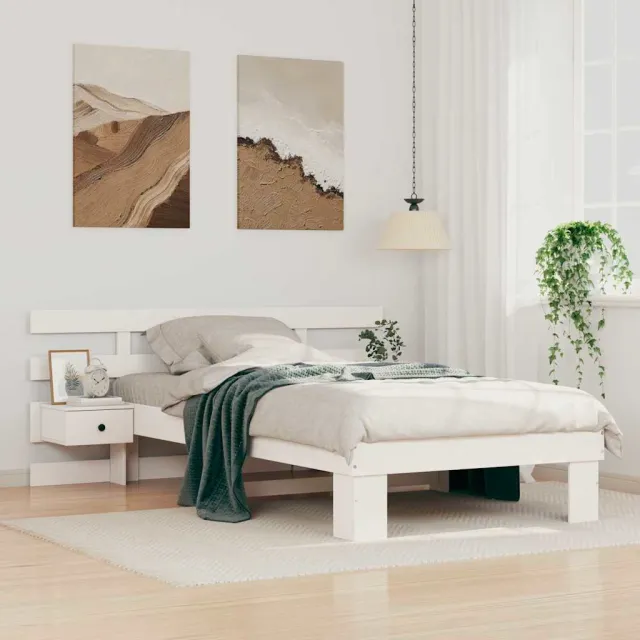 vidaXL Bedframe met hoofdeinde Wit 80 x 200 cm Massief grenenhout