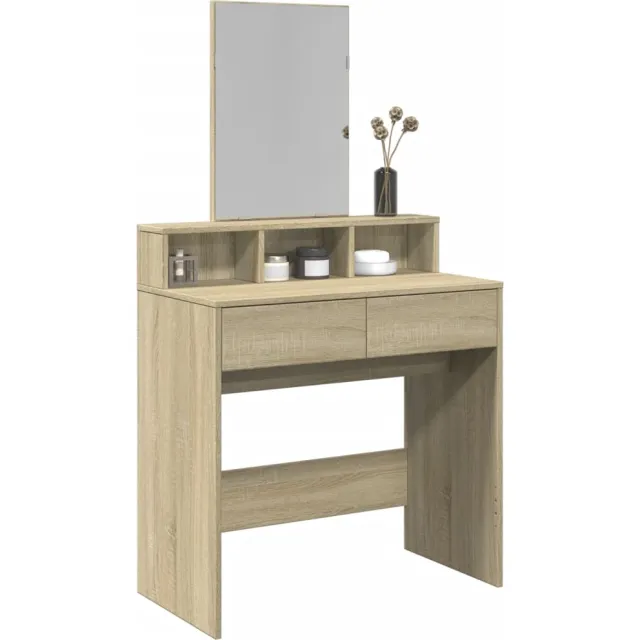 vidaXL Kaptafel met spiegel 80x41x144,5 cm sonoma eikenkleurig Bruin