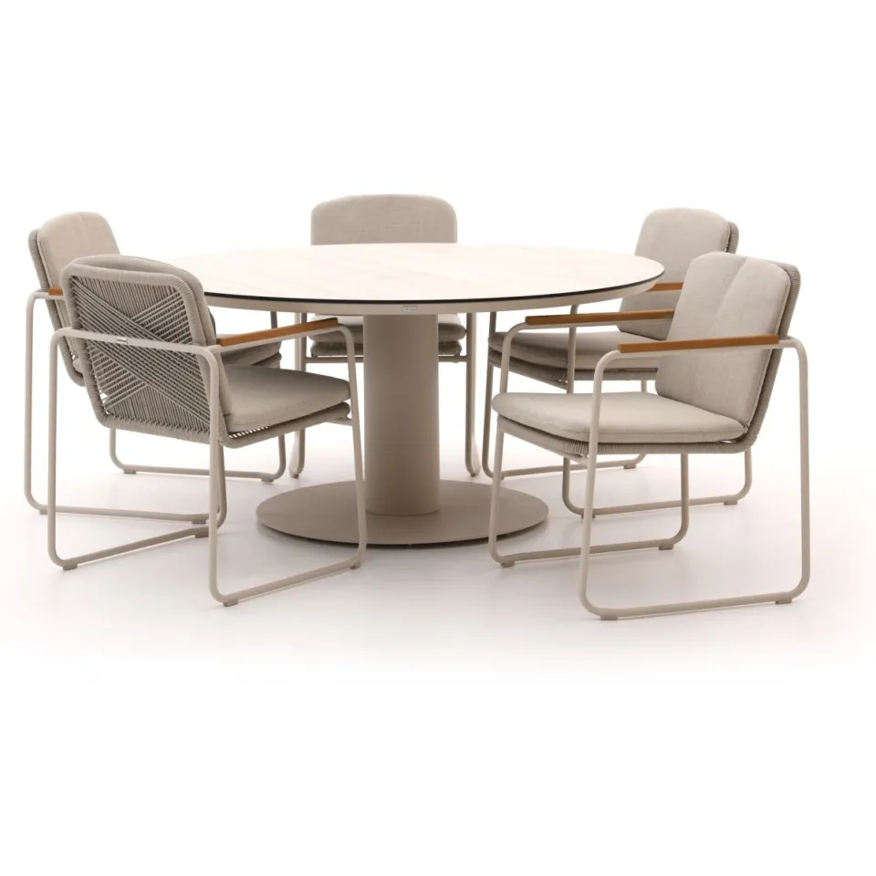 Manifesto Furniture Bellagio Sordio/La Fonte ø 150cm dining tuinset 6-delig stapelbaar taupe, foto 5