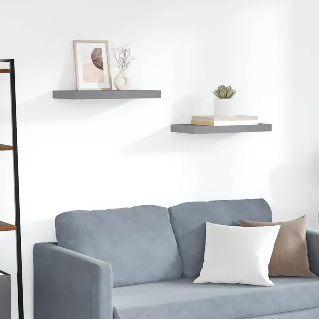 vidaXL Wandschappen zwevend 2 st 50x23,5x3,8 cm MDF grijs