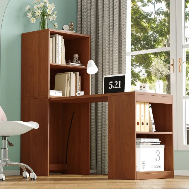 VVBV Bureau / Computerbureau / Kantoorbureau 130x51x137 cm – voor Thuiswerk & Kantoor – Spaanplaat / Walnoot