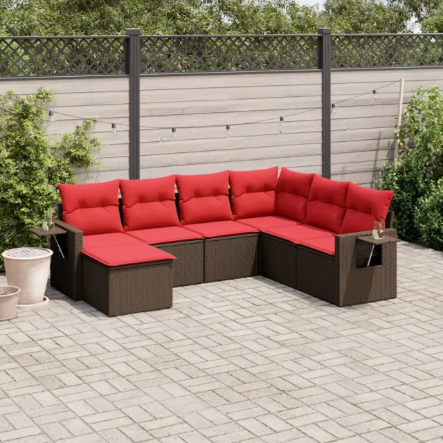 vidaXL 7-delige tuinbankset met kussens, bruin polyrotan, foto 2
