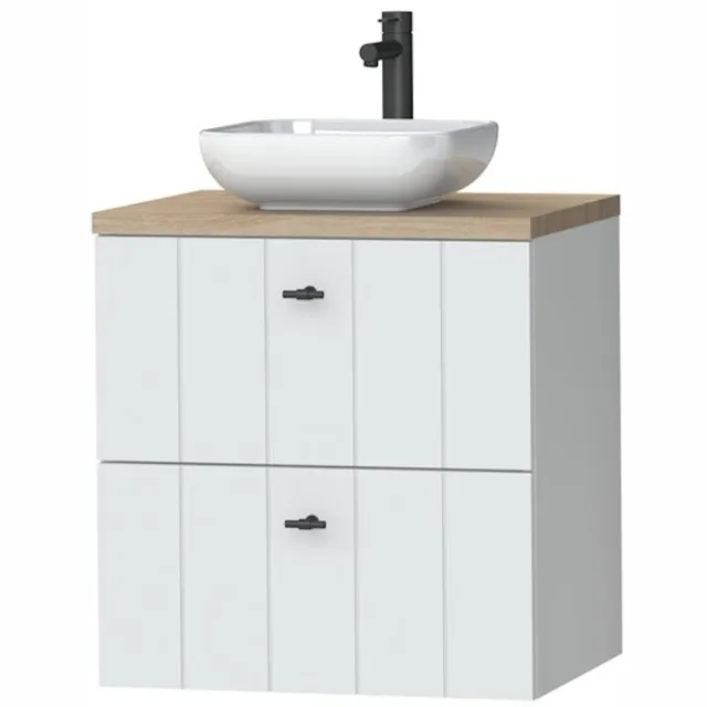 Tiger Maryport Meubelset 60 cm met 2 lades Mat wit incl Ontario waskom Hoogglans wit - 1496008914