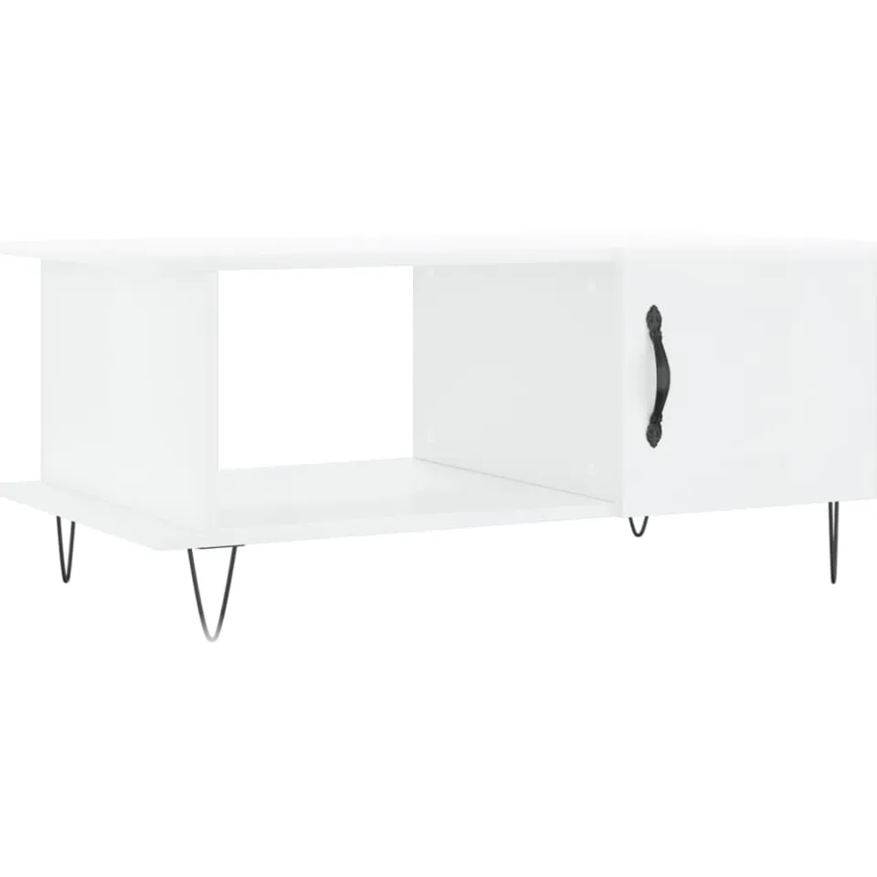 vidaXL Salontafel 90x50x40 cm bewerkt hout hoogglans wit, foto 3