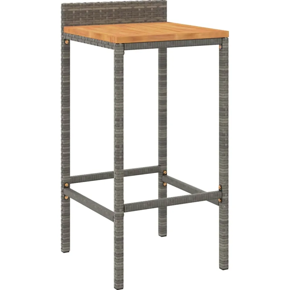 vidaXL 5-delige Tuinbarset poly rattan en massief acaciahout grijs, foto 3