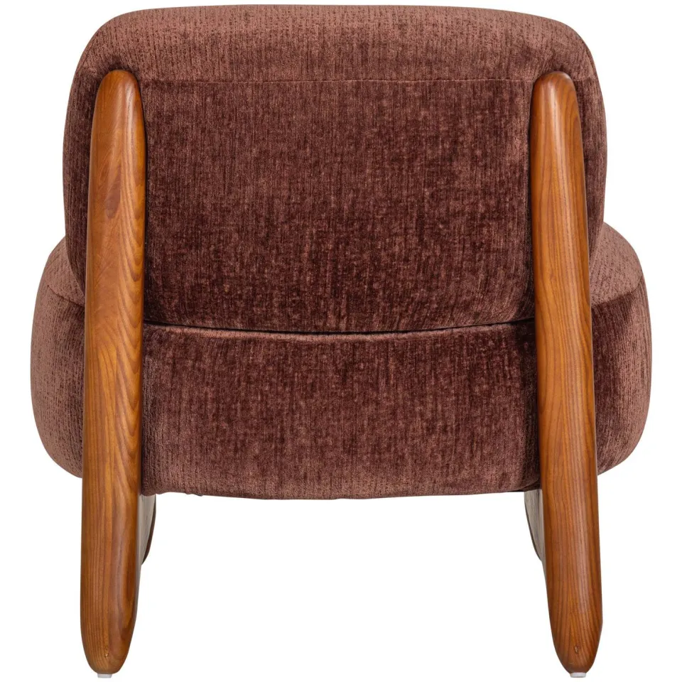 WOOOD Runi Fauteuil - Hout/Velvet - Paars/Bruin - 69x64x72, foto 2