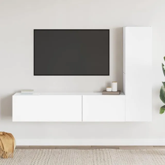 vidaXL 3-delige Tv-meubelset bewerkt hout wit, foto 2