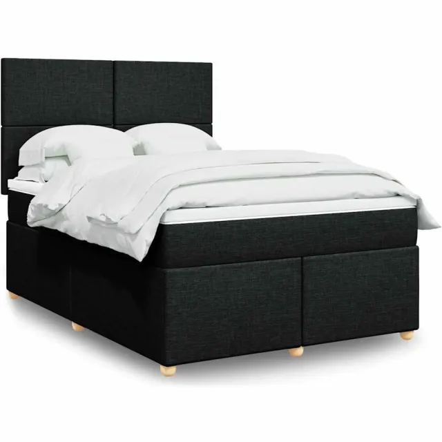 vidaXL Boxspring met matras stof zwart 160x200 cm