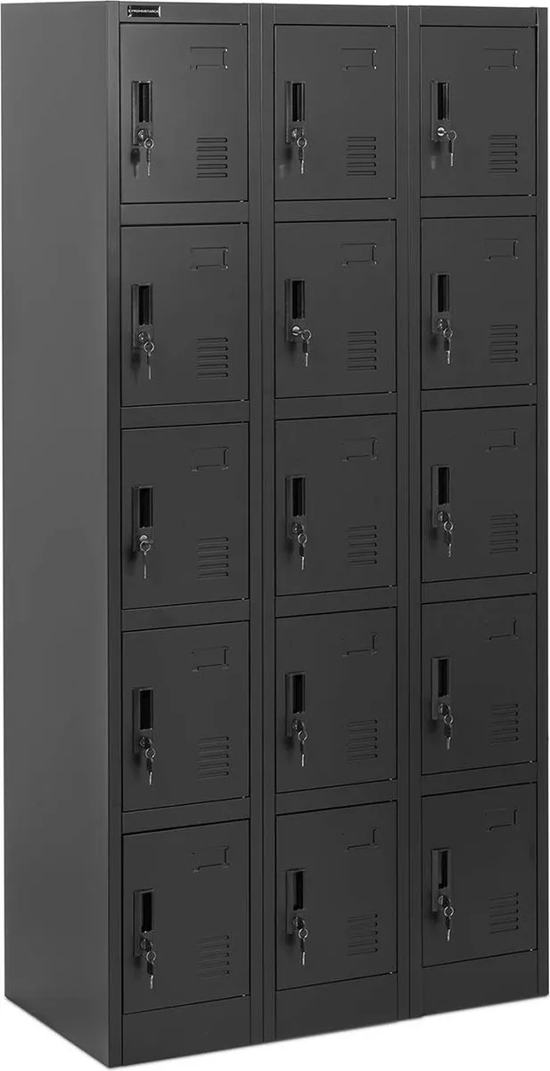 Fromm & Starck Lockerkast - 15 planken - afsluitbaar - 200 kg - Fromm & Starck Antraciet, Zwart