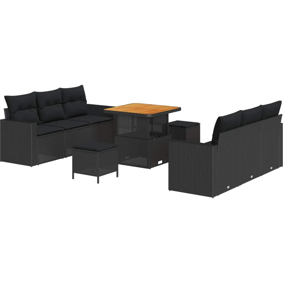 vidaXL Tuin Sofa Set 9 st Zwart poly rattan