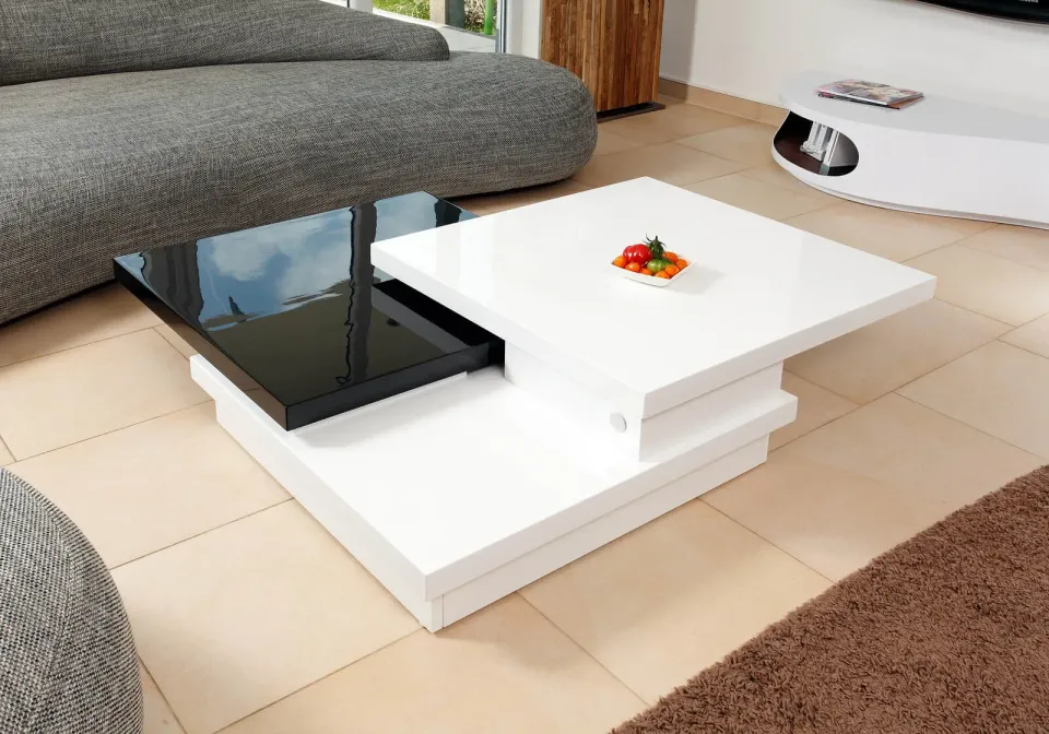 salontafel Gina hoogglans wit en zwart, foto 5