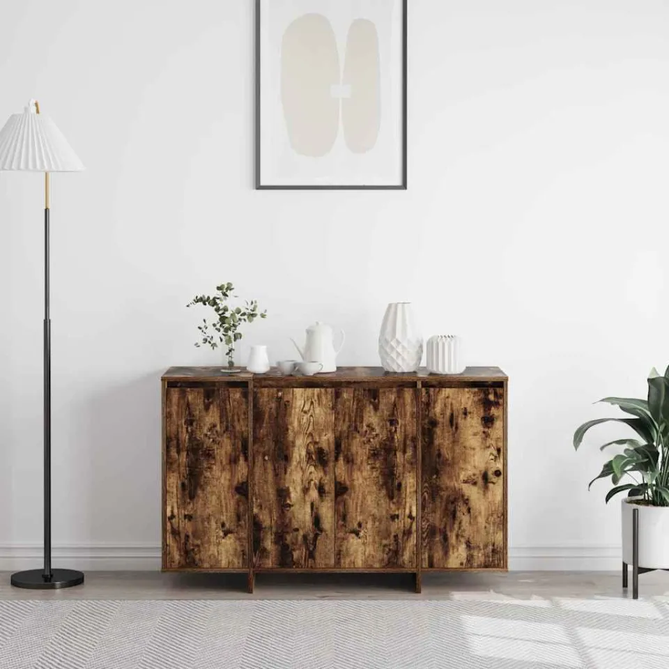 vidaXL Dressoir Gerookt eiken 120 x 41 x 75 cm Bewerkt hout, foto 4