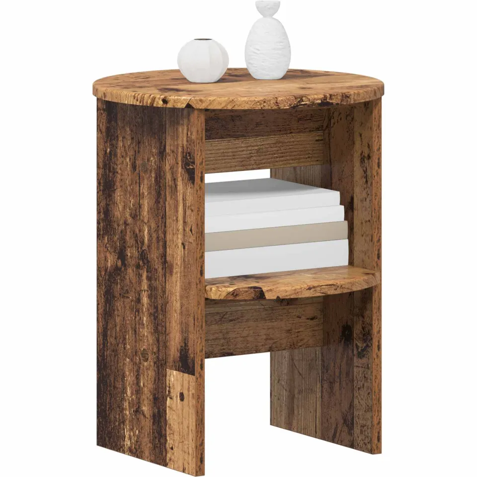 vidaXL Bijzetkast Oudhout Ø40 x 50 cm Geconstrueerd hout bruin, foto 2