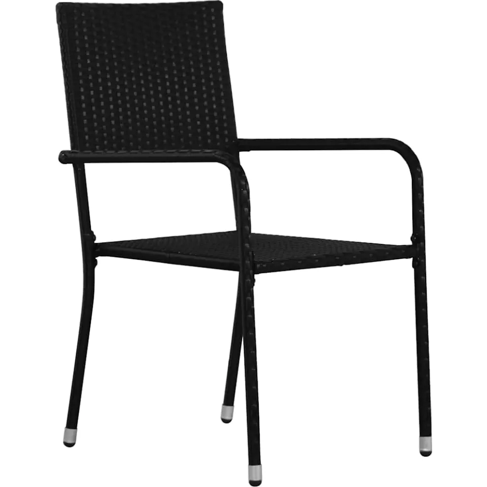 vidaXL 3-delige Tuinset poly rattan en massief acaciahout zwart, foto 4