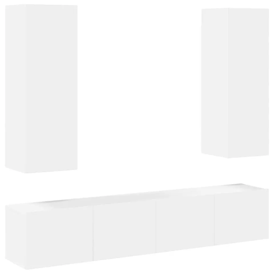 vidaXL 4-delige Tv-meubelset bewerkt hout wit