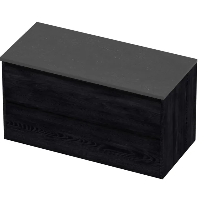 Proline Deck Badmeubelset Hardsteen Greeploos Symmetrisch Kader 100x46x54 cm Blue Stone Black Oak