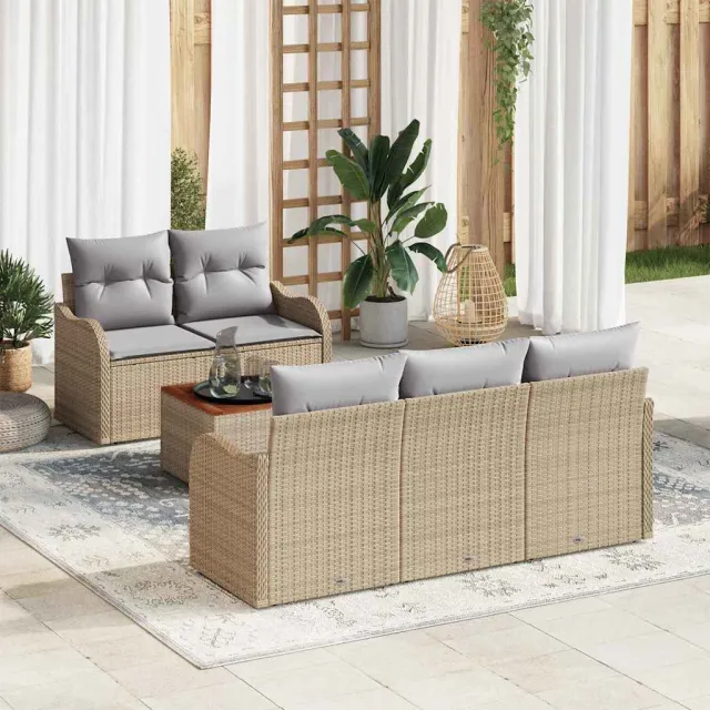 vidaXL Tuinbankenset 6 st Beige poly rattan, foto 2
