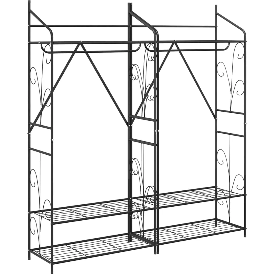 vidaXL Open Kledingkast 2 st Black 78 x 36 x 158 cm Steel, foto 3