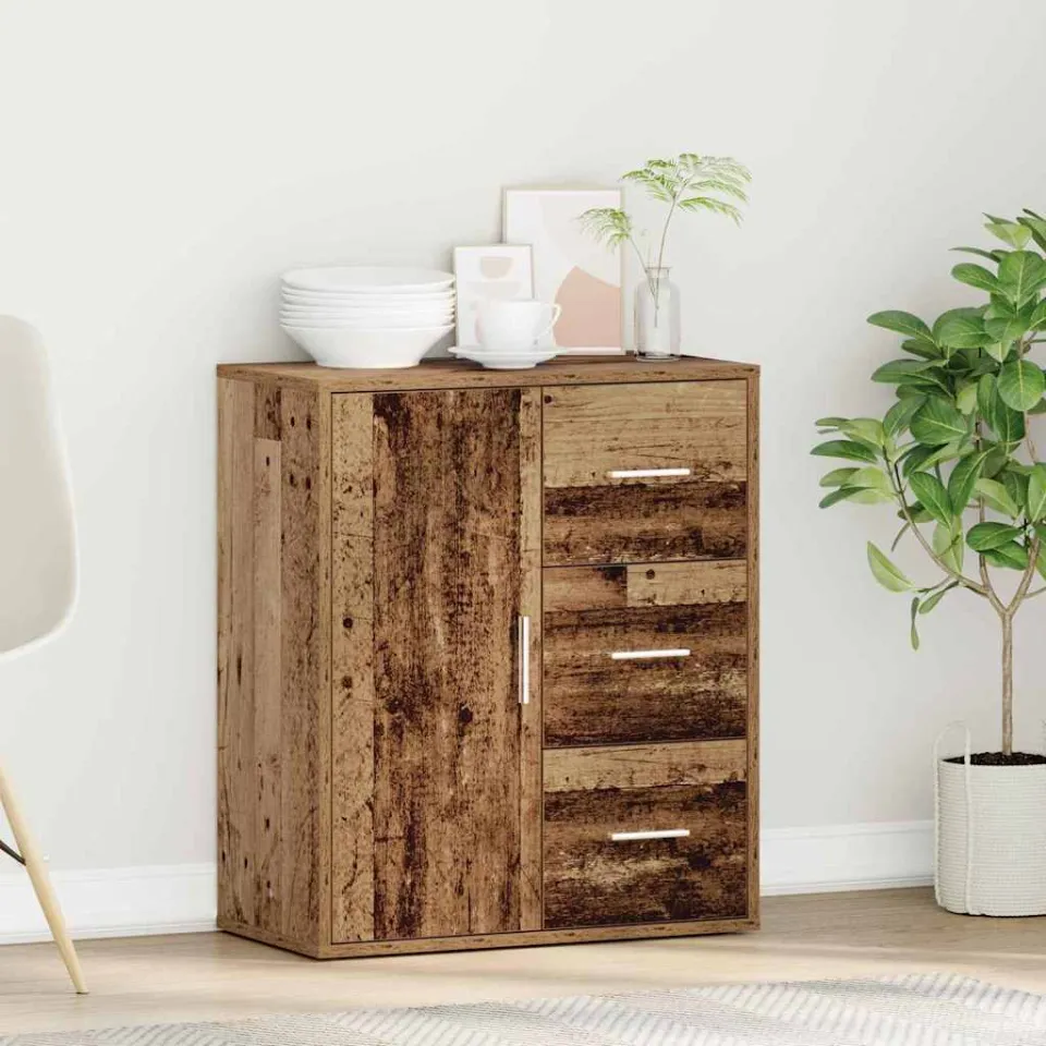 vidaXL Dressoir Oudhout 60 x 31 x 70 cm Bewerkt hout bruin, foto 4