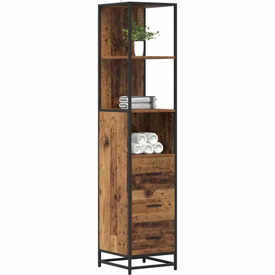 vidaXL Badkamermeubelset Oud Hout 35 x 37,5 x 166 cm Bewerkt hout Bruin
