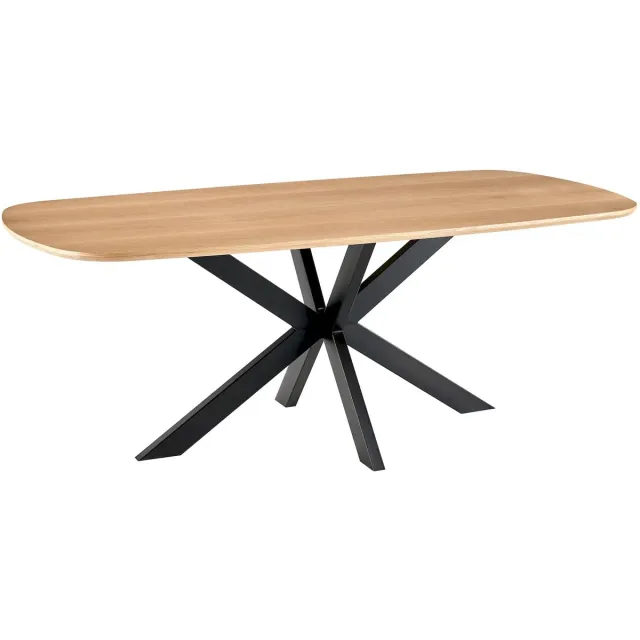 Vestland Deens Ovale Eiken Eettafel - 200x100 cm - Geschikt voor 8 Personen – Spinpoot Metaal Deens Eiken