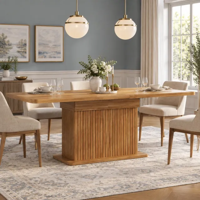 Wishdor Uitschuifbare eettafel met verborgen opbergruimte - Verlengbaar tafelblad en opbergvakken aan beide zijden - Modern reliëfdesign - Eetkamer en werkplek - MDF en metaal - Donkerbruine houtlook - 160 x 80 x 76 cm