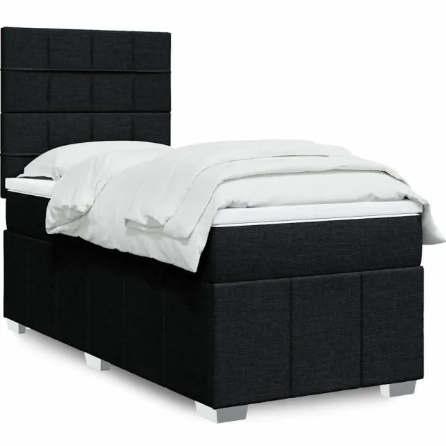 vidaXL Boxspring met matras stof zwart 100x200 cm