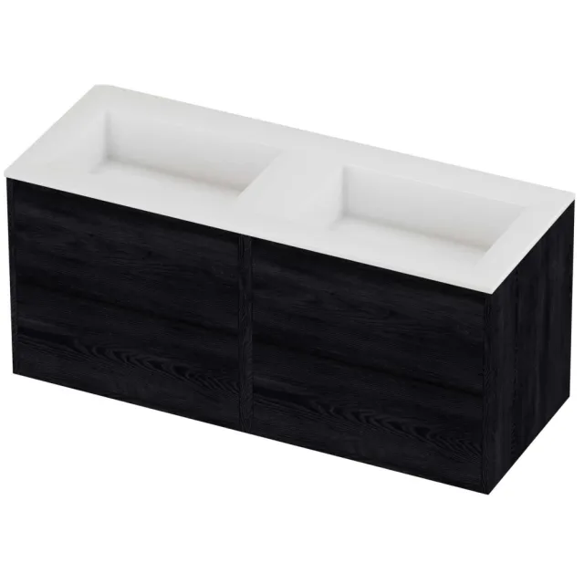 Proline Aristo Badmeubelset Polystone Elegant 4 Laden 120x46x54 cm Glans Wit Black Oak